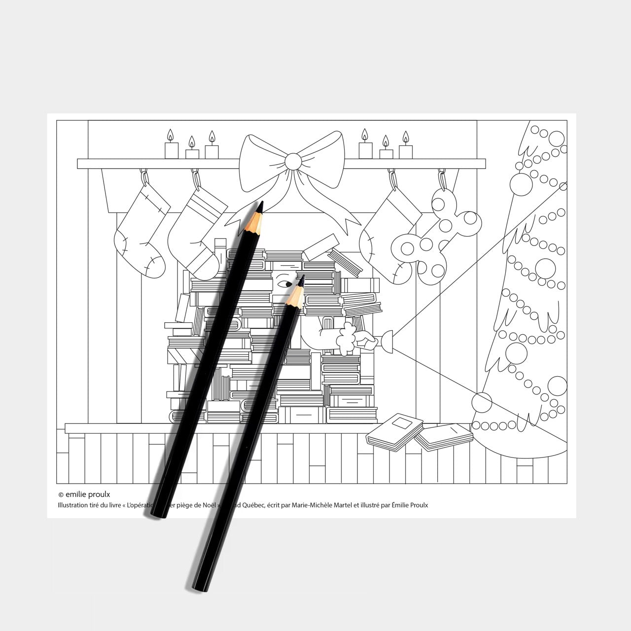 Coloriage Le père Noel dans la cheminée !