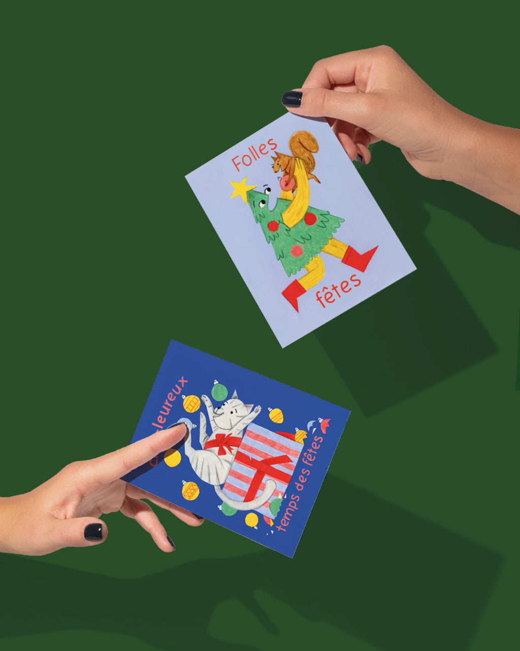 Chat-leureux temps des fêtes - carte de vœux