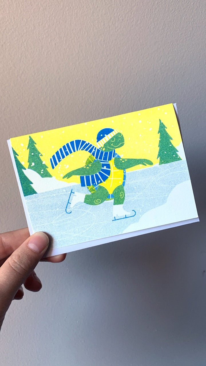 La tortue patineuse - carte de vœux